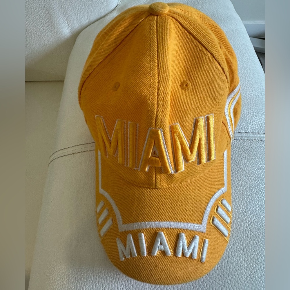 Miami Baseball Cap Hat Yellow Adjustable